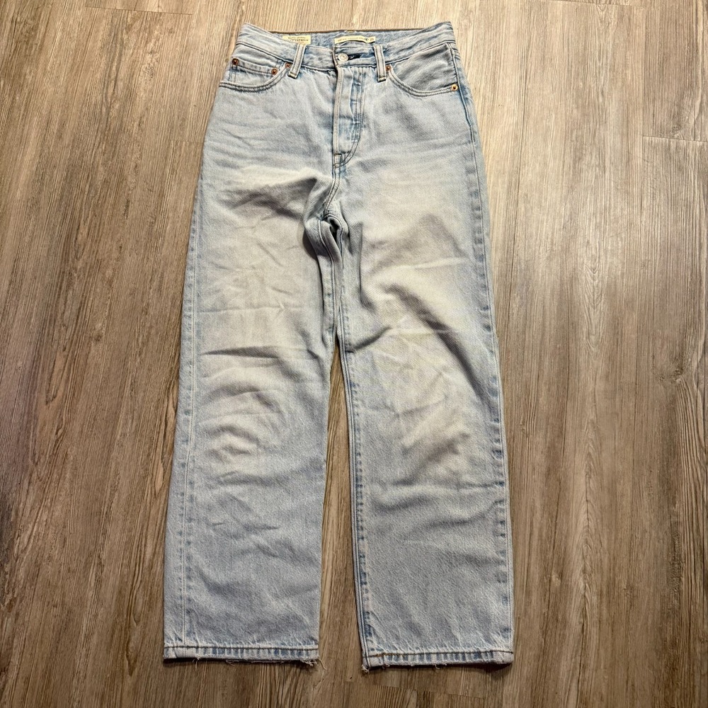 Levis Womens 25 Premium Ribcage Straight Ankle‎ Light Wash Flowy Jeans